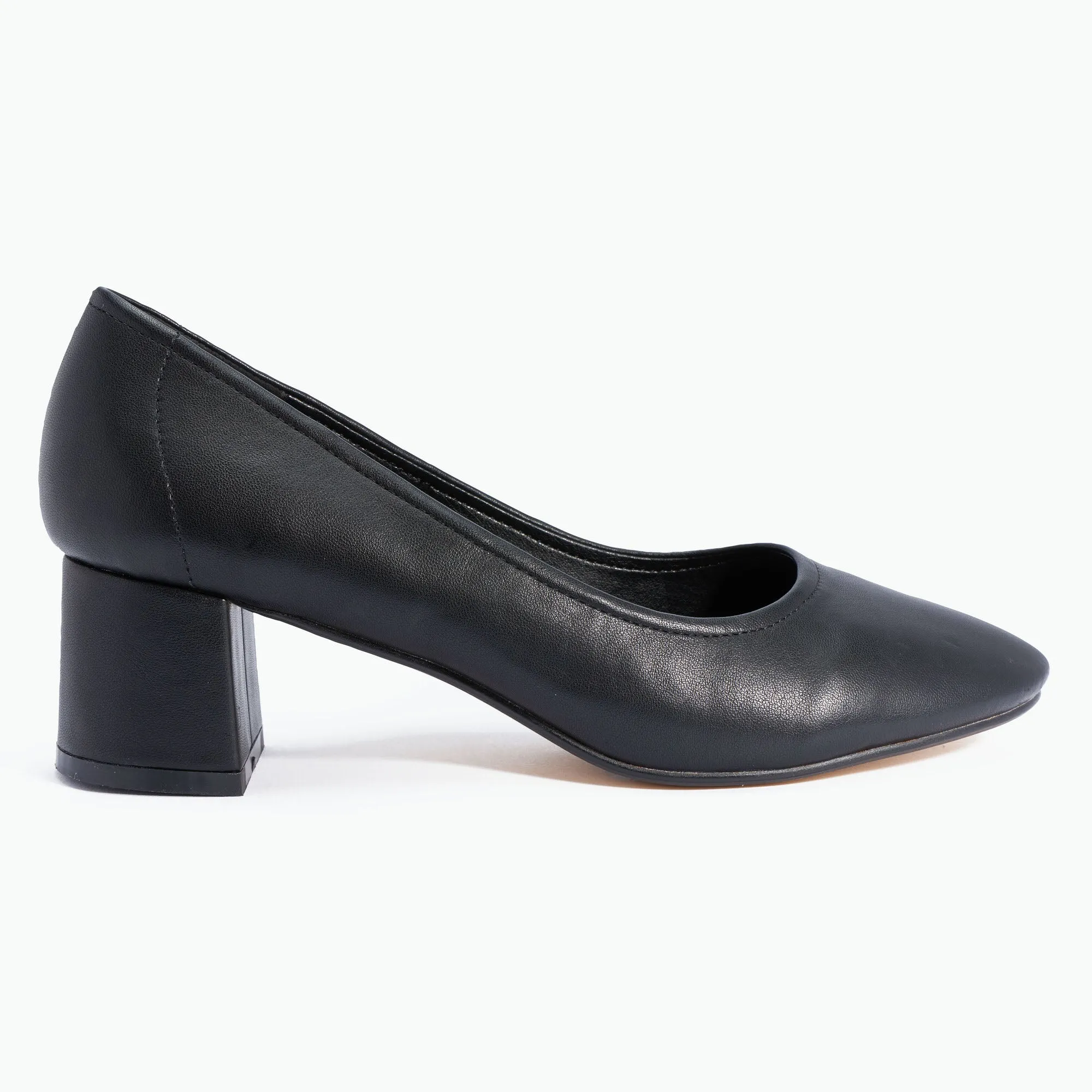 Black Classic Block Heel Pumps