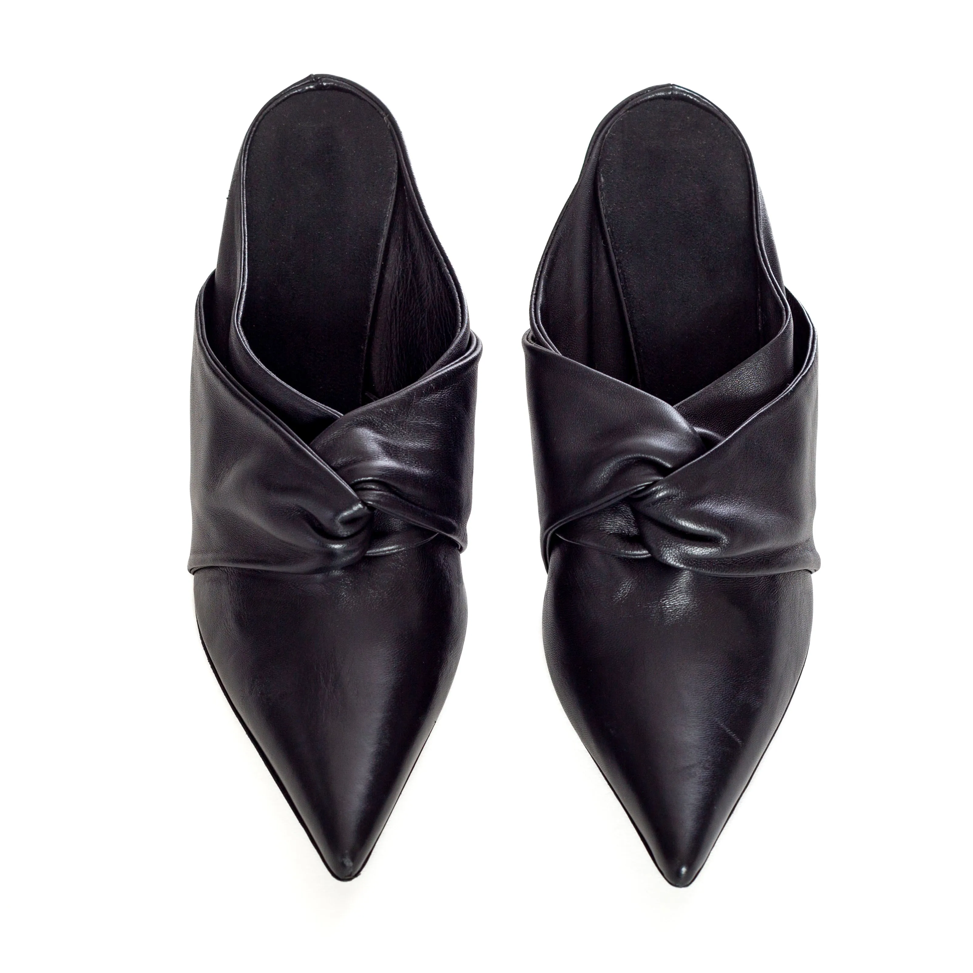 Black Leather Knot 100 Mules 40