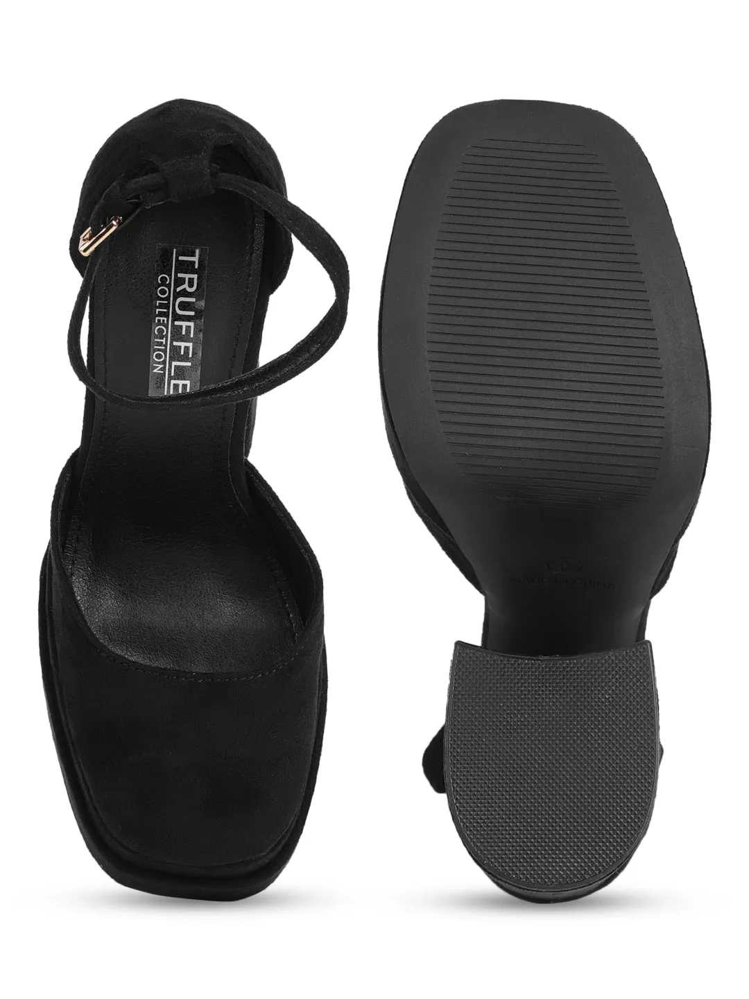 Black Micro Strappy Block Sandals (TC-GOWN1-BLKMIC)