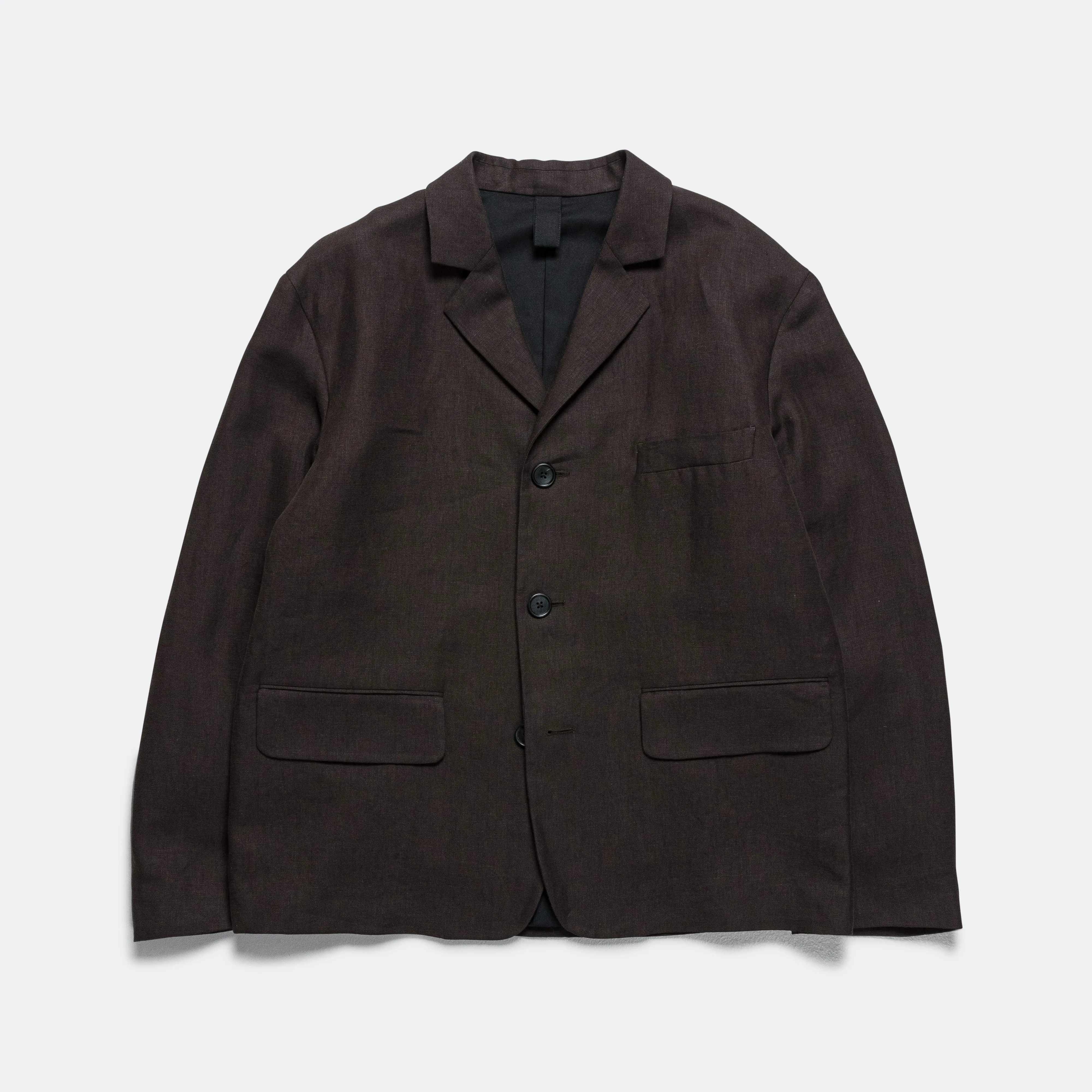 Boxy Blazer - Dark Brown Compact Linen Twill