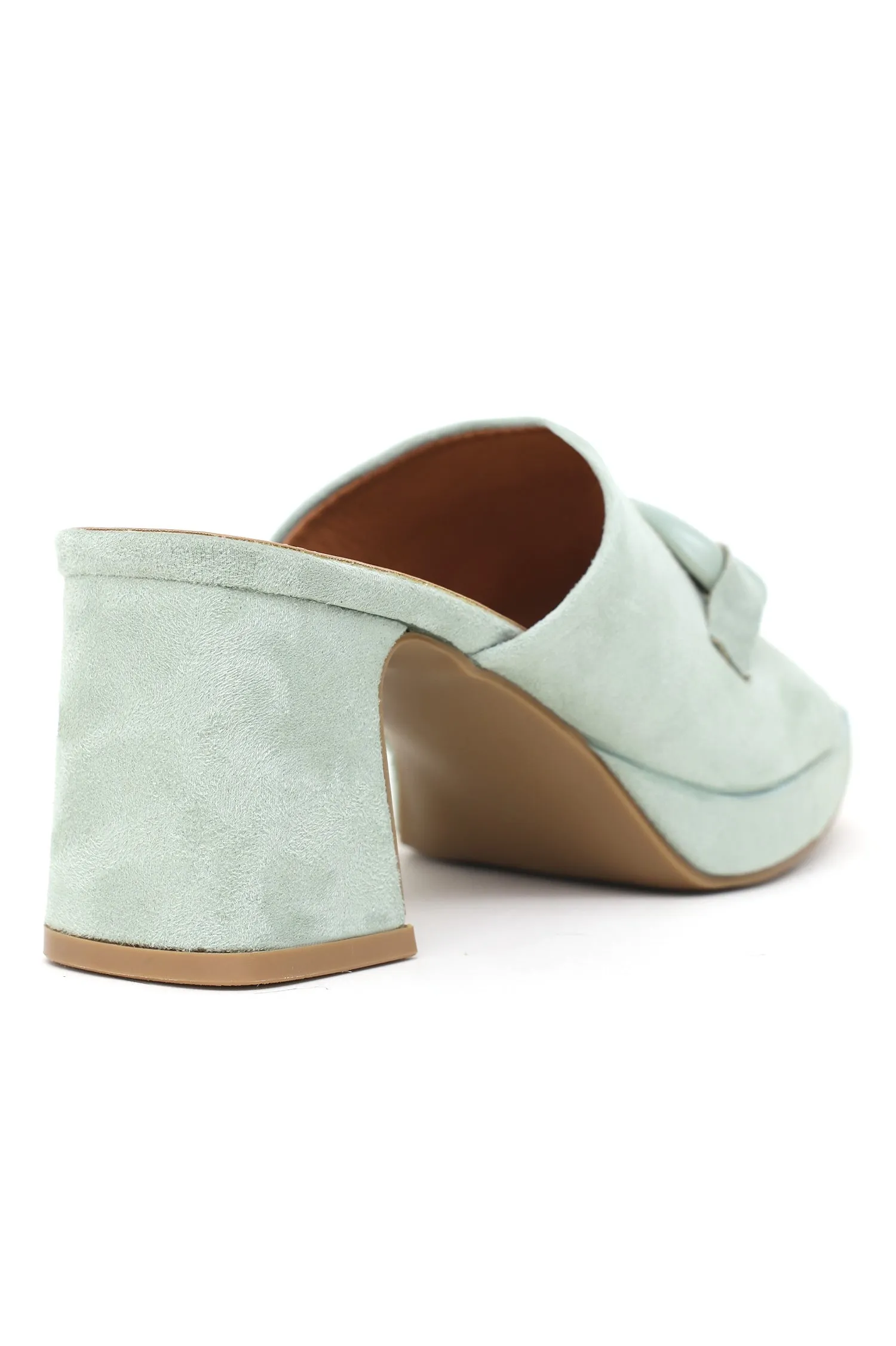 BUCKLED HEELED MULES-MINT