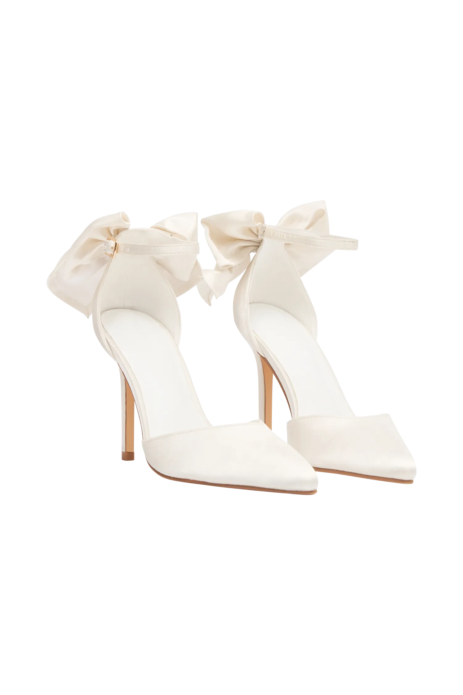 Charmed Satin Bow Heel - White