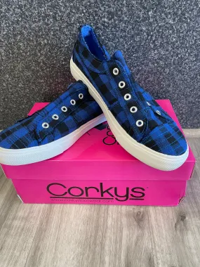 Corkys Babalu Blue Plaid Canvas Shoes