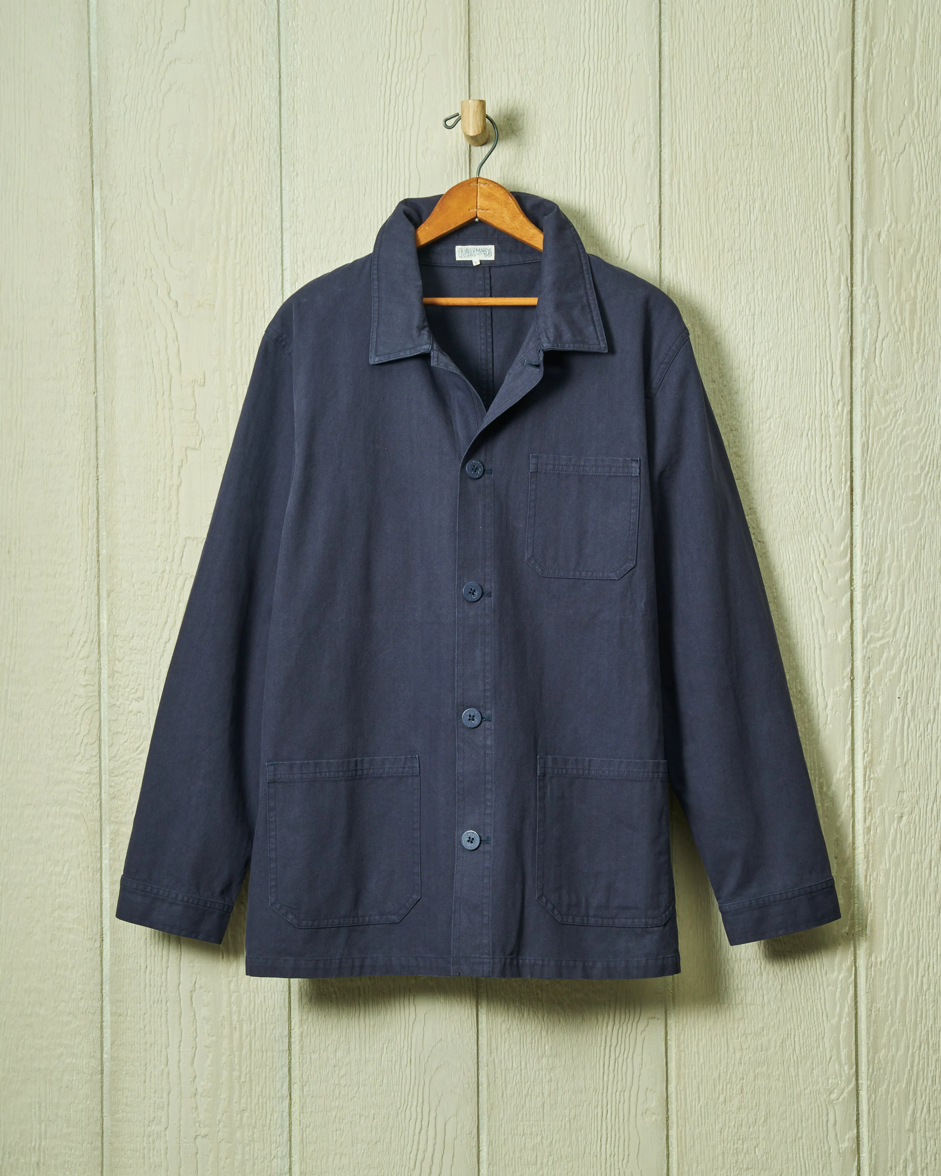 French Workman’s Jacket in Navy Herringbone