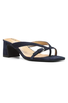 Glam Block Heel Sandals In Wide Width - Navy