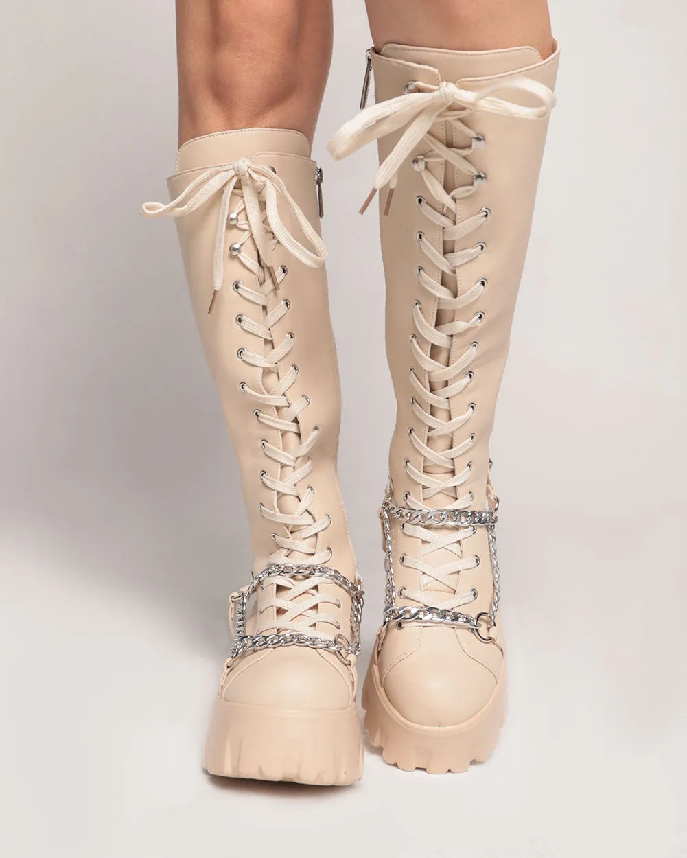 Got No Time Knee-High Chain Boots