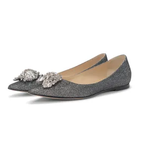 Jimmy Choo Charcoal Lame Gayne Flats 34