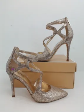 Michael Kors Women's Catia Pump Gold Glitter Heels Size 5 M