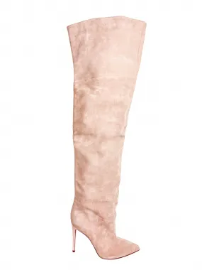 Paris Texas Suede Over the Knee Boots in Cipria