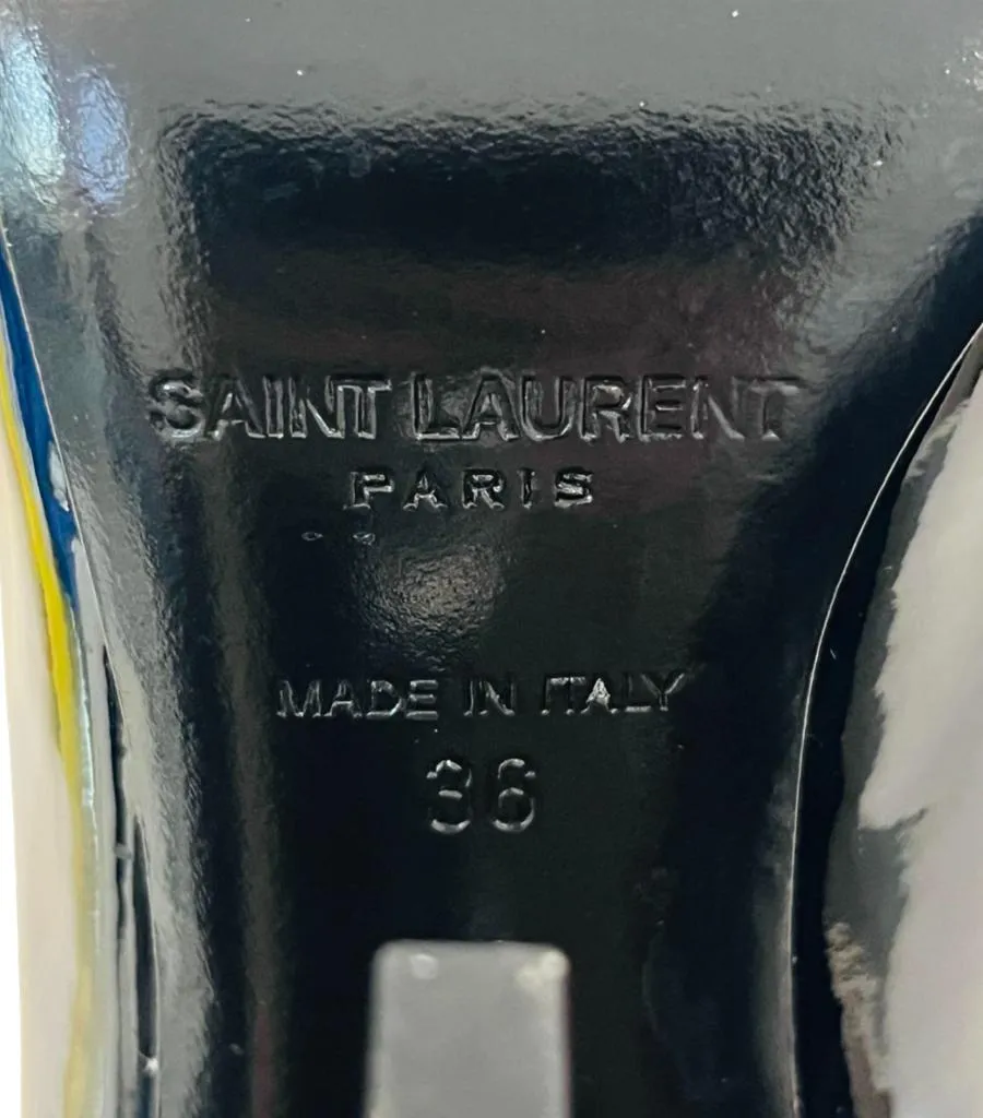 Saint Laurent Patent Leather Logo Opyum Heels. Size 36