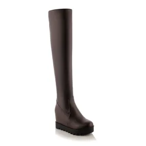 Side Zip Platform Tall Boots Shoes for Women 6613