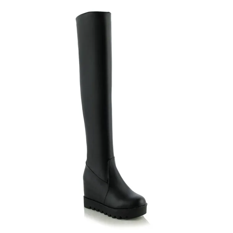 Side Zip Platform Tall Boots Shoes for Women 6613