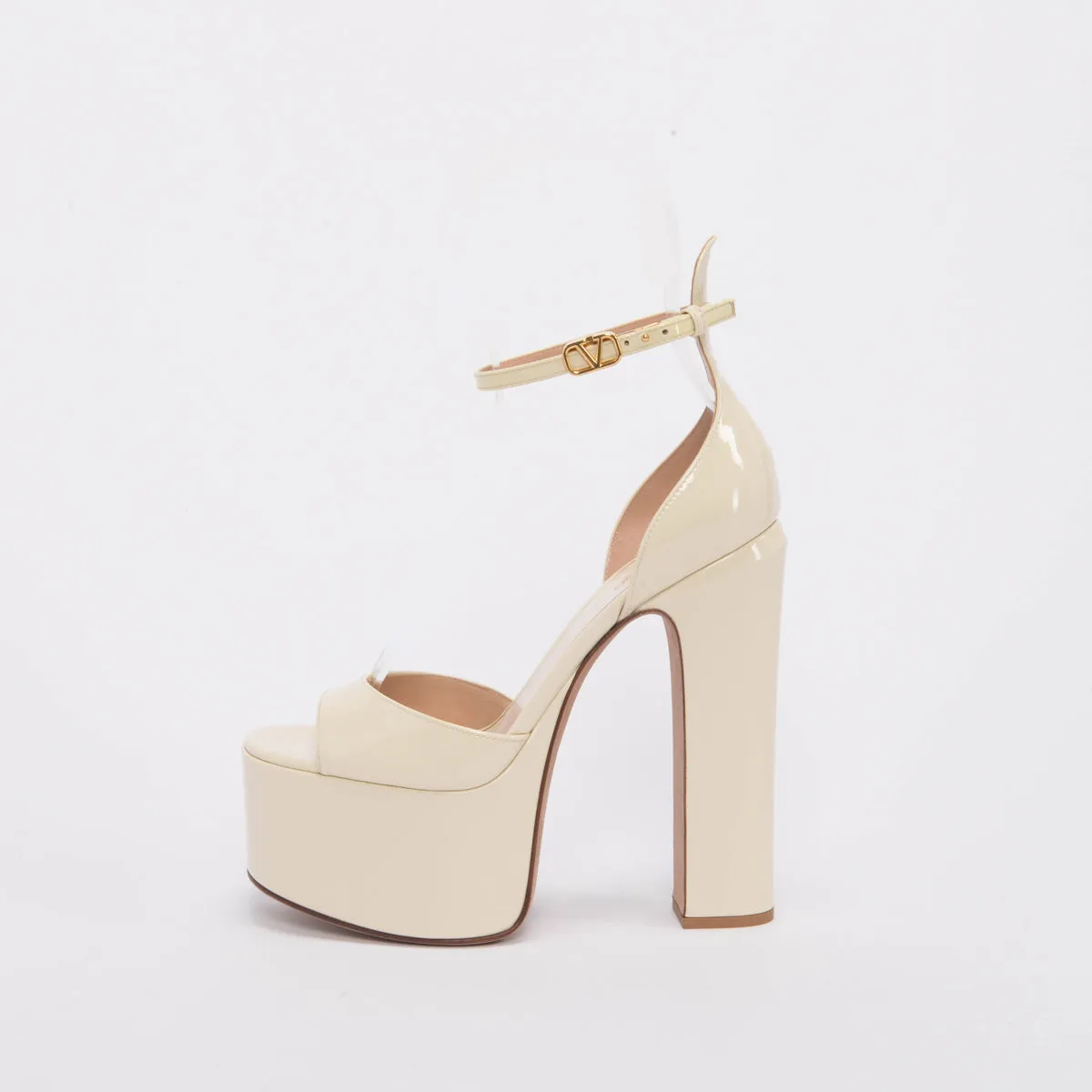 Valentino Cream Patent Tan-Go Mary Jane Sandals 36.5