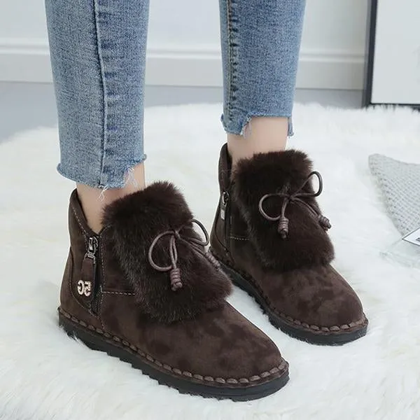 Women's Casual Soft Suede Bow Snow Boots 06007227S