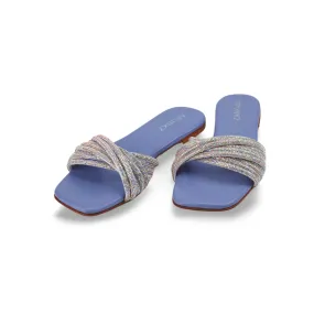 Women's Flat Slippers Sandals with Rhinestone embellished Upper